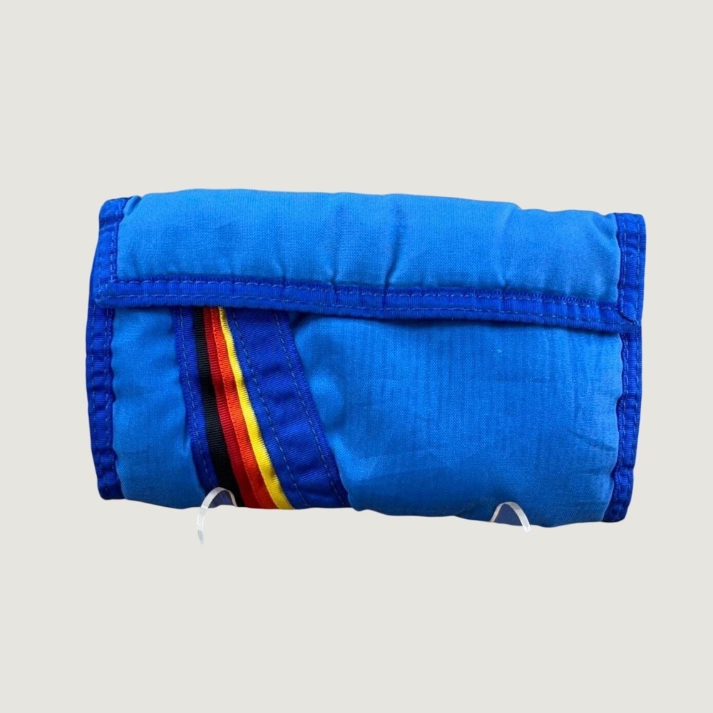 Star Quality Products Vintage Nylon Wallet OS Blue Rainbow Stripe Retro 80s